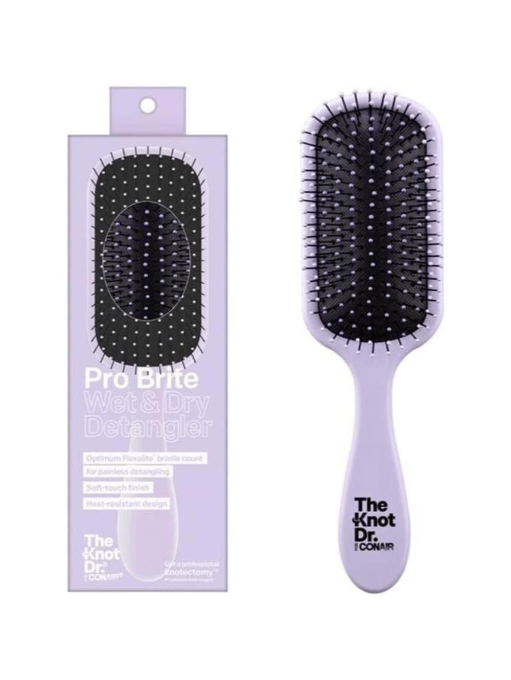 Conair The Knot Dr. Pro Brite Wet & Dry Hair Detangler Hair Brush Pastel Purple